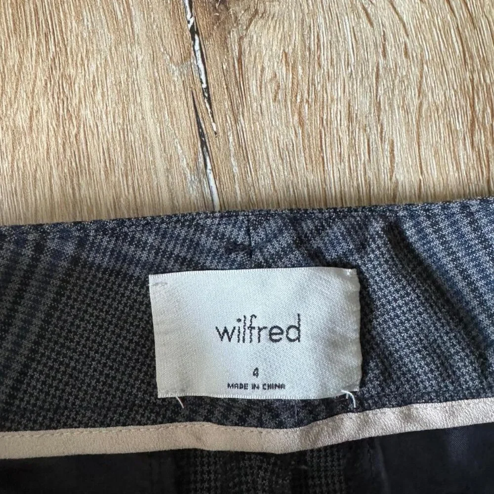 Wilfred Women’s Gray Plaid Tie Front Twill Trousers Size‎ 4